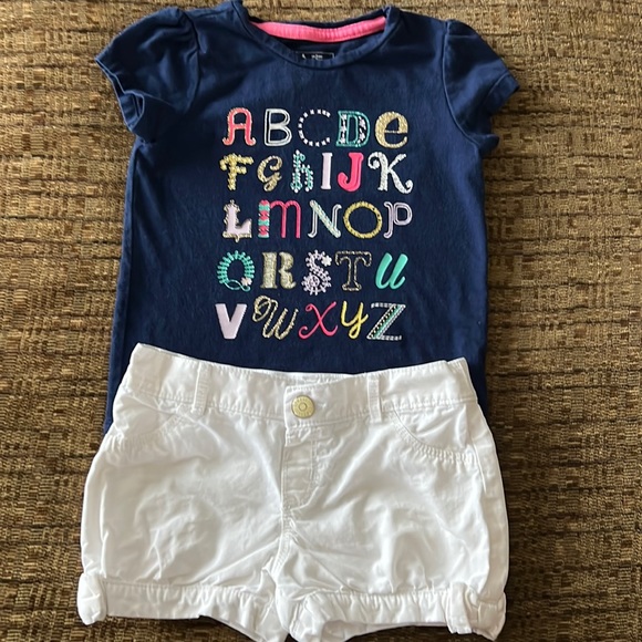 Baby Gap & Gymboree Matching Sets Little Girls Alphabet Shirt White